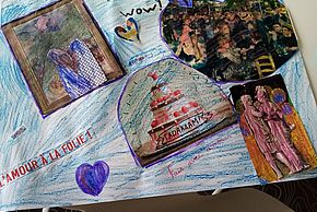 Atelier collage, dans le cadre du Festival de l'amour de la Médiathèque Astrolabe, en partenariat avec la Micro-Folie.